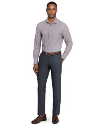 Men's Spread Collar Plaid Dress Shirt