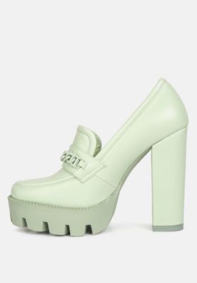 CORINNE Womens Chain Embellished Chunky Loafers