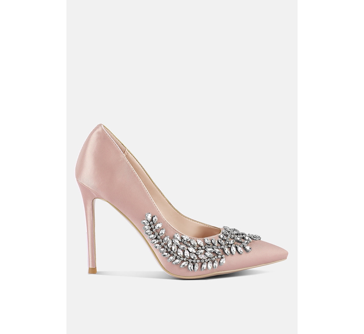 Rhinestones Embellished Satin Stiletto Pumps Women