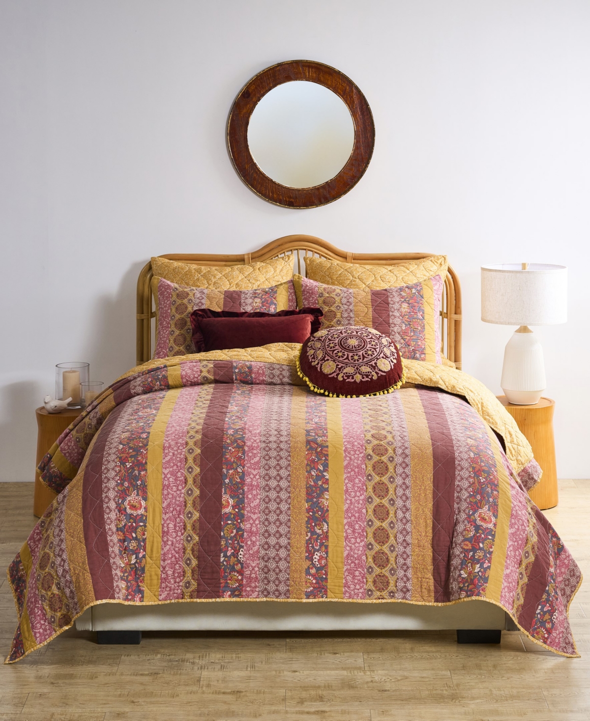 Greenland Home Fashions Marigold Vintage Boho 3-pc. Quilt Set, Full/queen In Brown