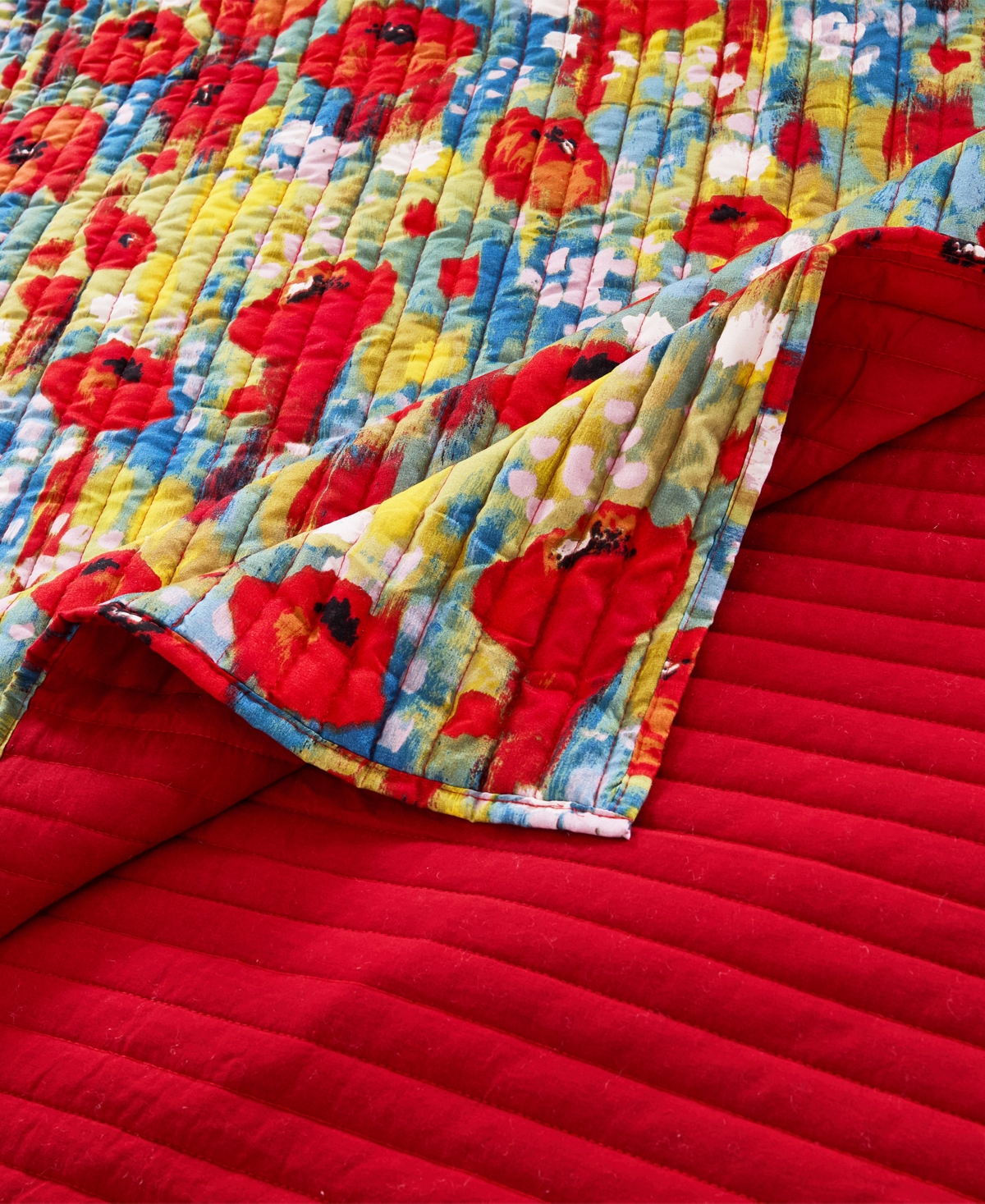 Greenland Home Fashions Poppies Modern Floral 3-pc. Quilt Set, Full/queen In Red