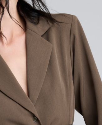 Women's Three-Button Belted Soft Blazer