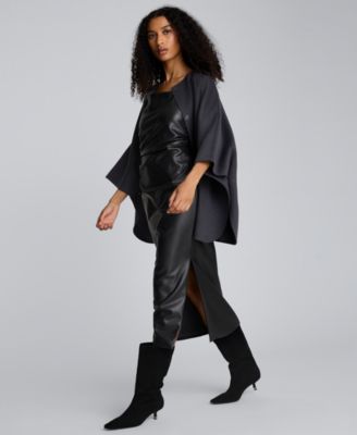 Women's Faux Leather Modern Sleeveless Midi Dress