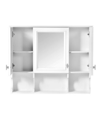 Wall-Mount Medicine Cabinet with Mirror and Open Storage for Bathroom