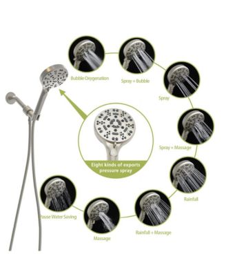 Multi Function Adjustable Hand Shower - 8-Function Hand Shower, Brushed Nickel