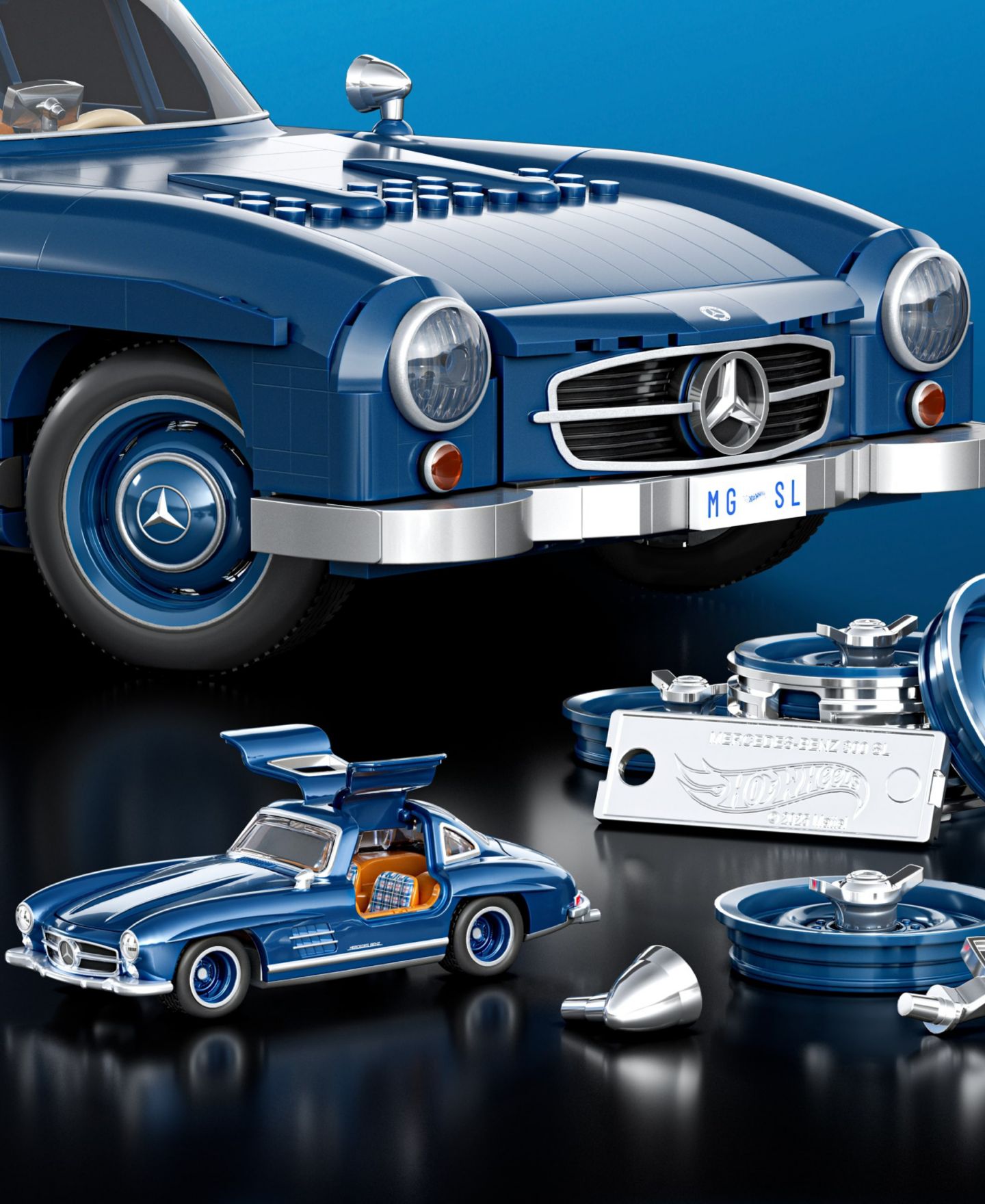 Детский конструктор Mattel Brick Shop Hot Wheels Mercedes-Benz 300 SL 1600-Piece Building Set, Ages 17+ — фото 3