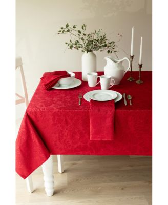Poinsettia Foliage 70" Round Raised Jacquard Tablecloth