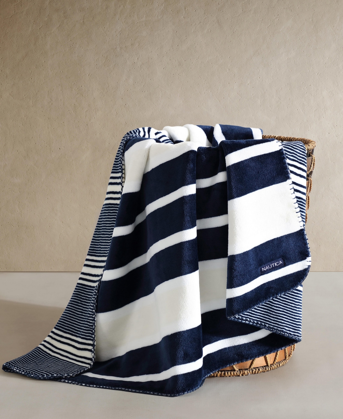 Nautica Printed Reversible Lush Throw, 70" X 50" In Multi