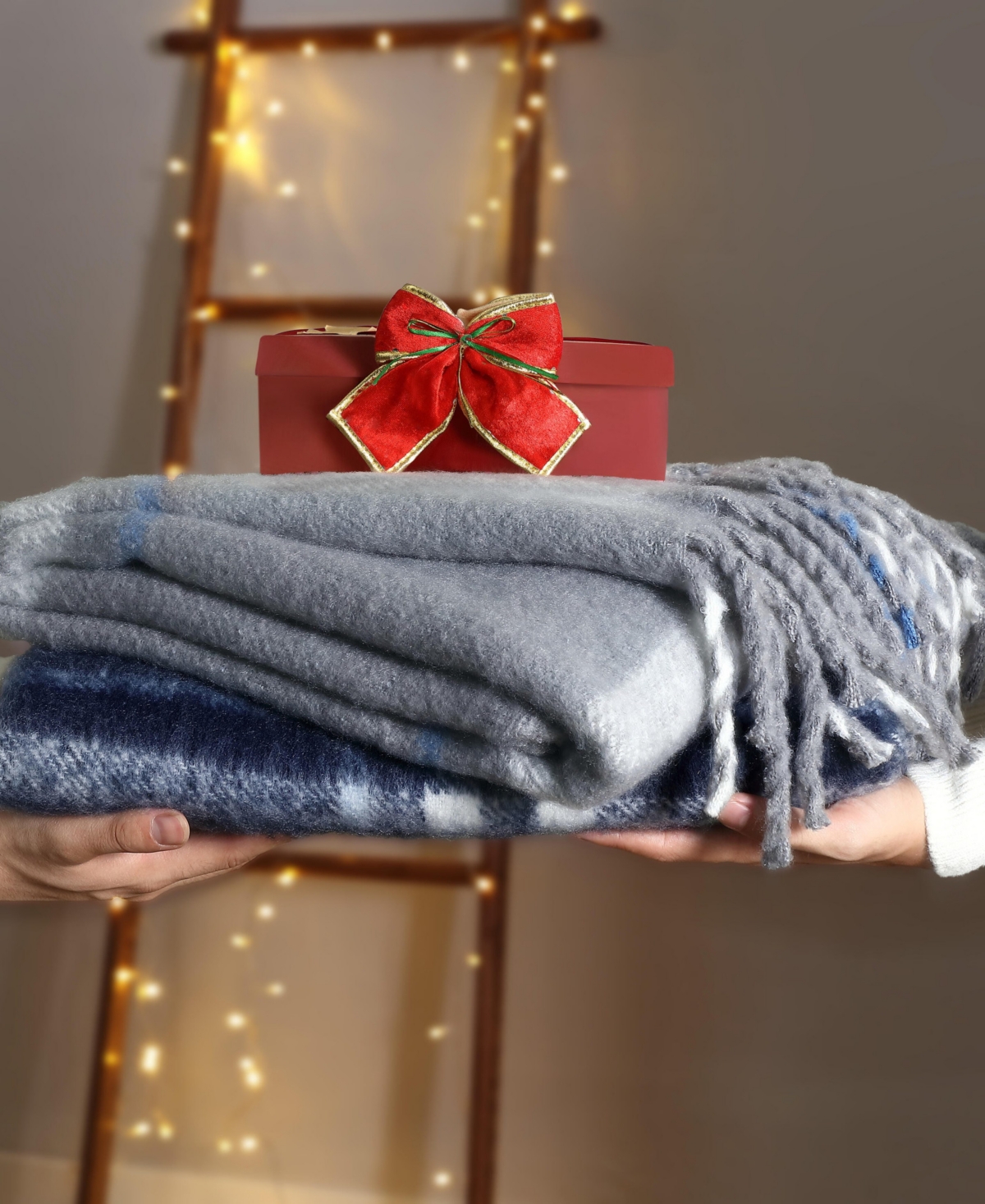 Nautica Ryan Cove Plaid Faux Mohair Throw, 60" X 50" In Blue