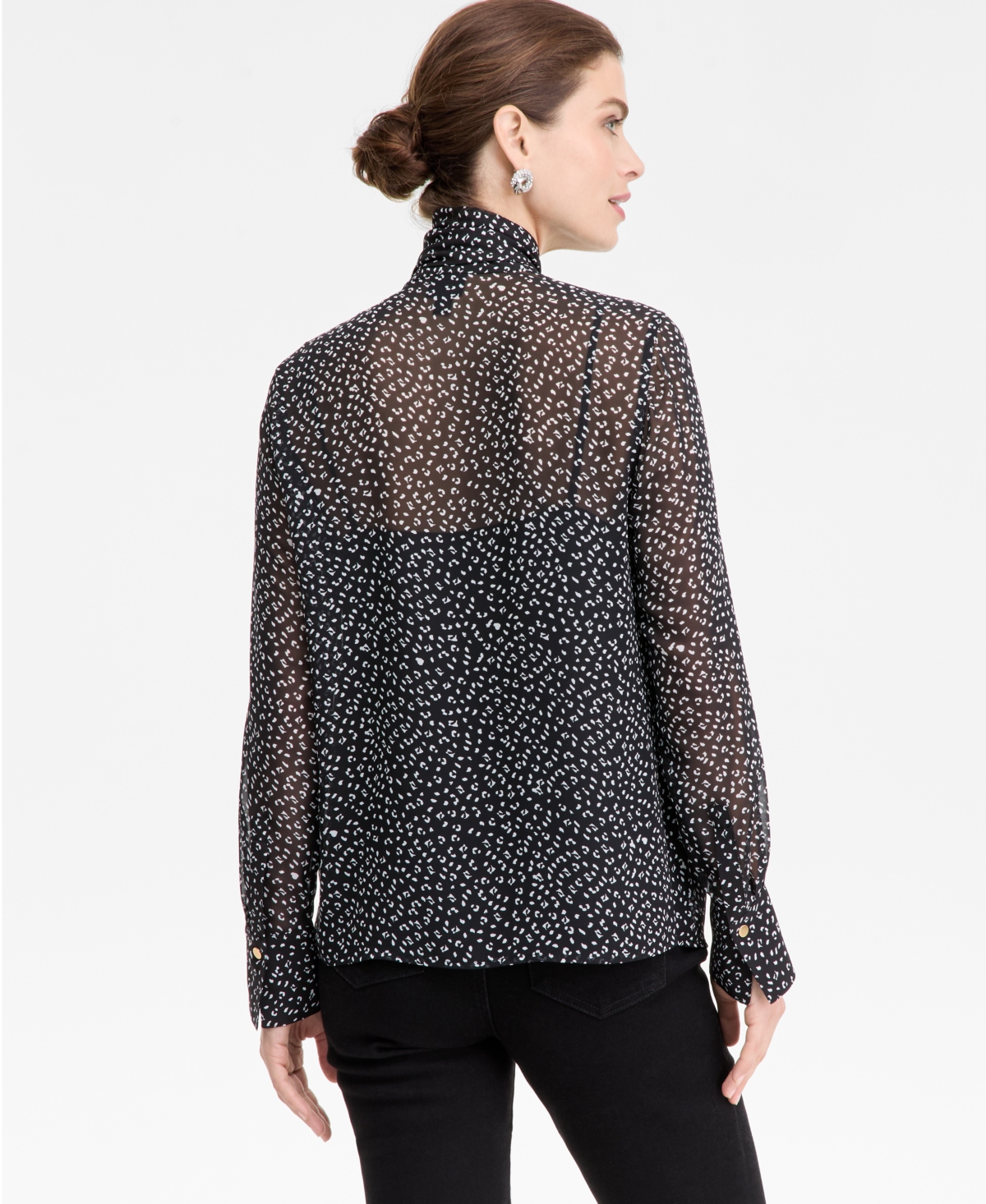 I.n.c. International Concepts Women's Long-Sleeve Tie-Neck Blouse, Macy's Exclusive
