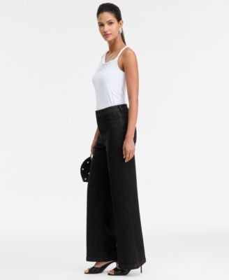 Women's High-Rise Wide-Leg Embellished Jeans, Macy's Exclusive 