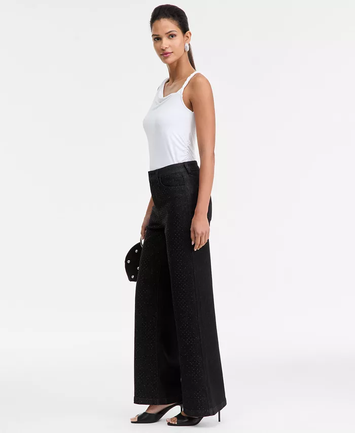 Women's High-Rise Wide-Leg Embellished Jeans - thumbnail 3