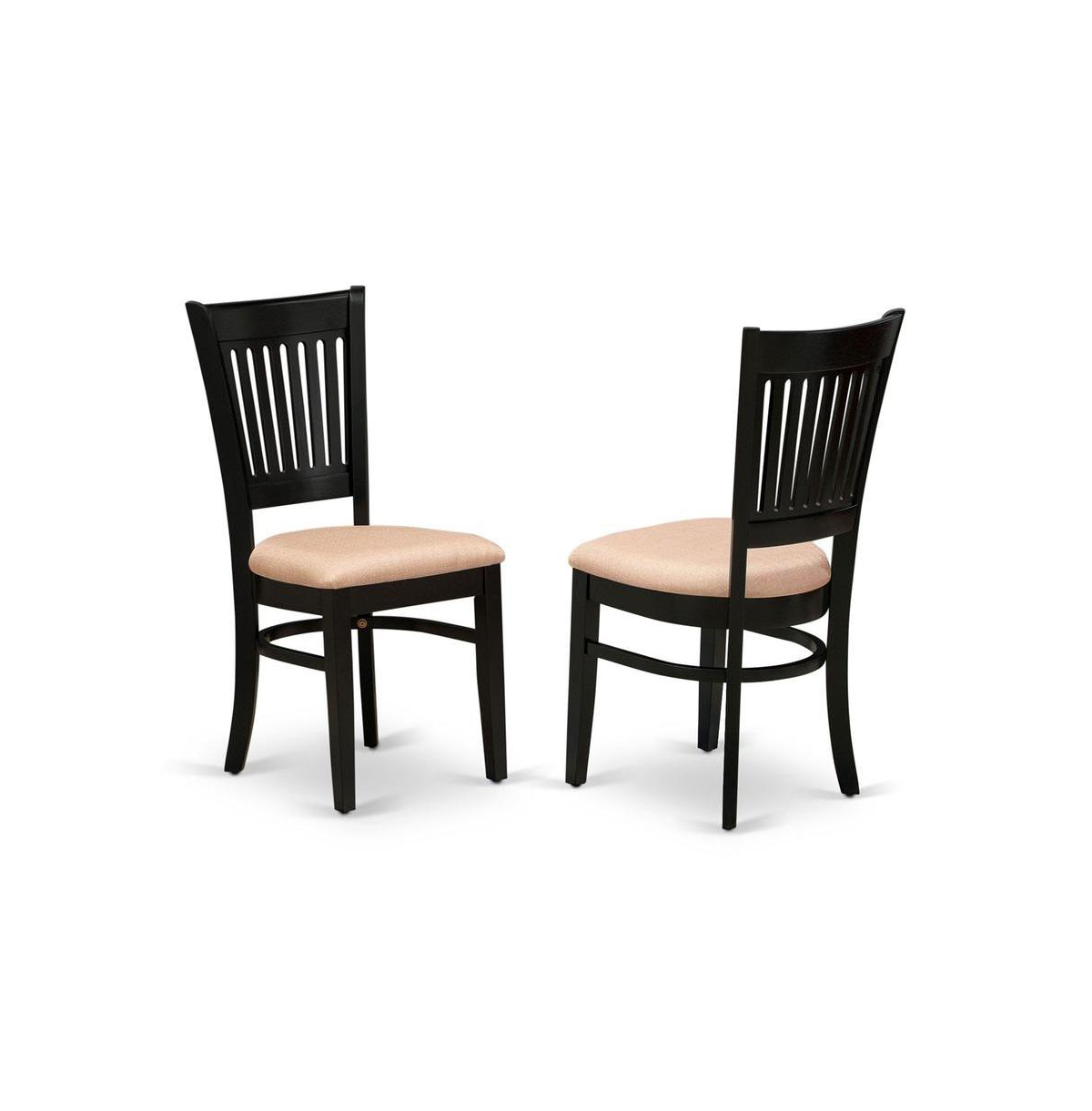 East West Furniture 3-Pc Dining Room Table Set- 2 Dining Chairs with Linen Fabric Seat and Slatted Chair Back - Drop Leaves Dining Table