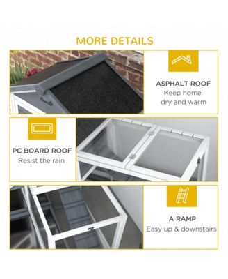 Wooden Rabbit Hutch with Wheels, Openable Roof, Storage Box