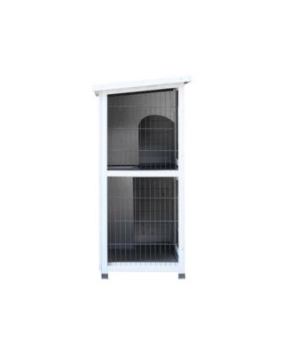 41" Outdoor Wooden Rabbit Hutch with 2 Removable No-Leak Trays Non-Slip Ramp Waterproof Roof in Gray