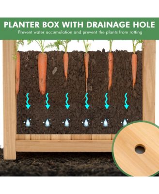 Garden Wooden Planter Box Folding Raised  Outdoor Plant Container w/ Drainage Hole