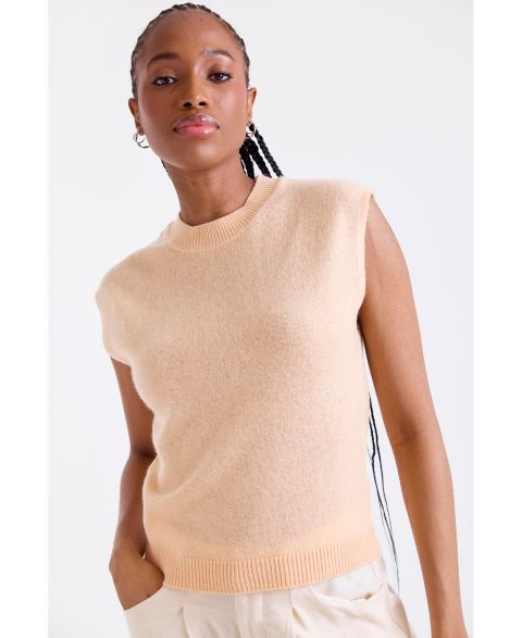 Женский жилет 1982 Zarah Crew Neck 100% Cashmere Vest, цвет: Персиковый
