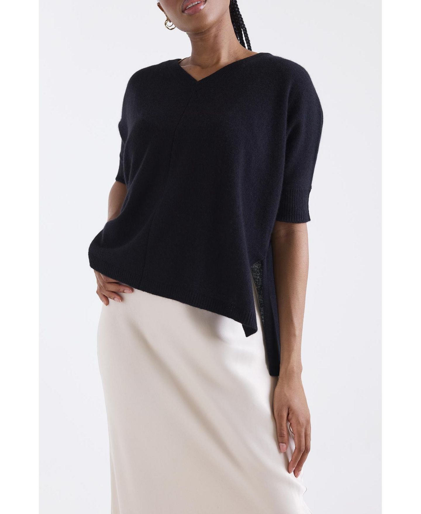Женский свитер 1982 Venetia Vee V-Neck Cashmere, цвет: Чёрный — фото 7
