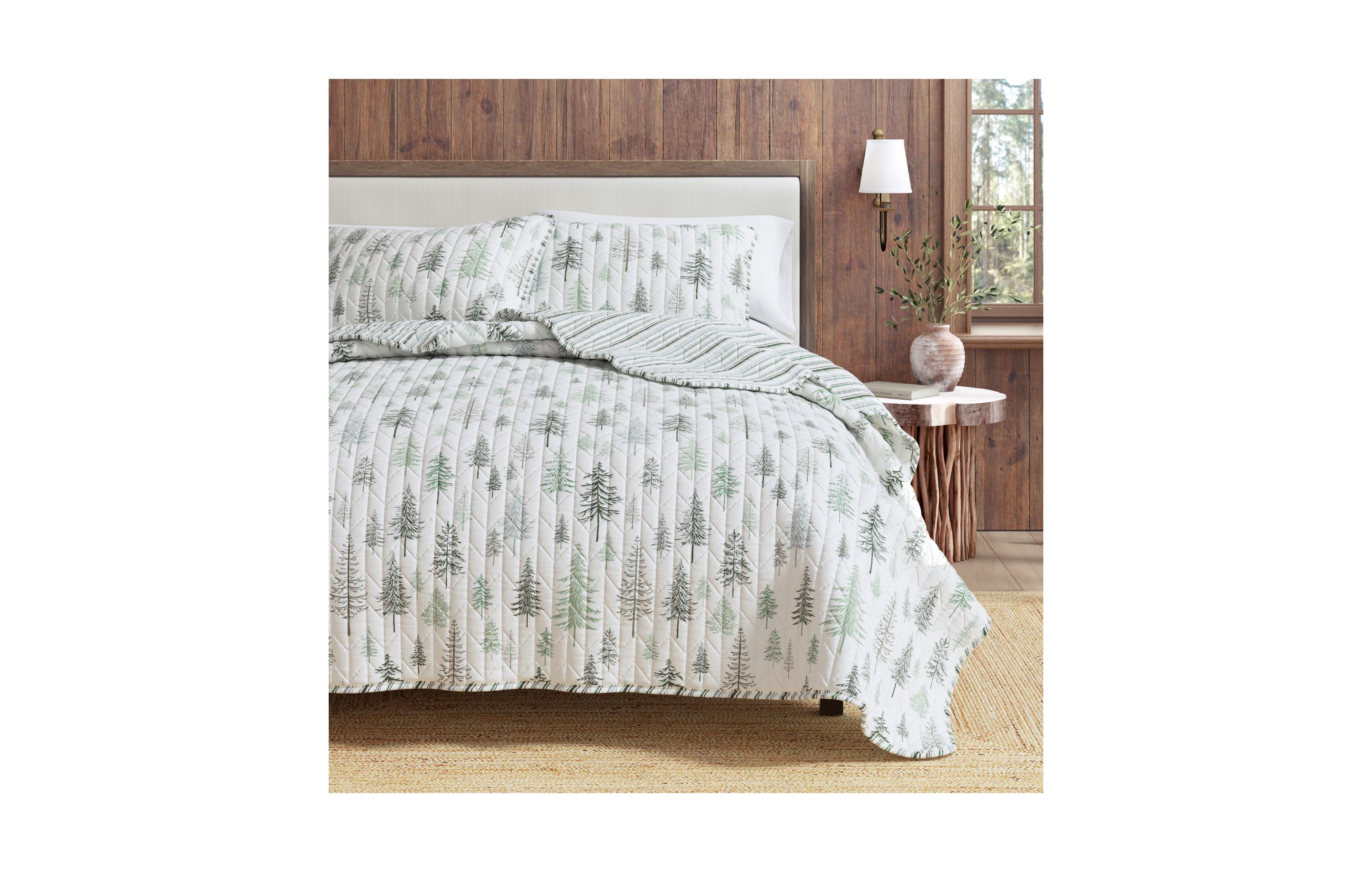 Linery & Co. Rustic Lodge Trees Microfiber Quilt Set With Shams
