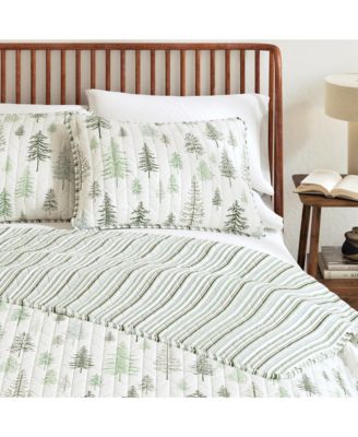 Rustic Lodge Trees Microfiber Quilt Set With Shams