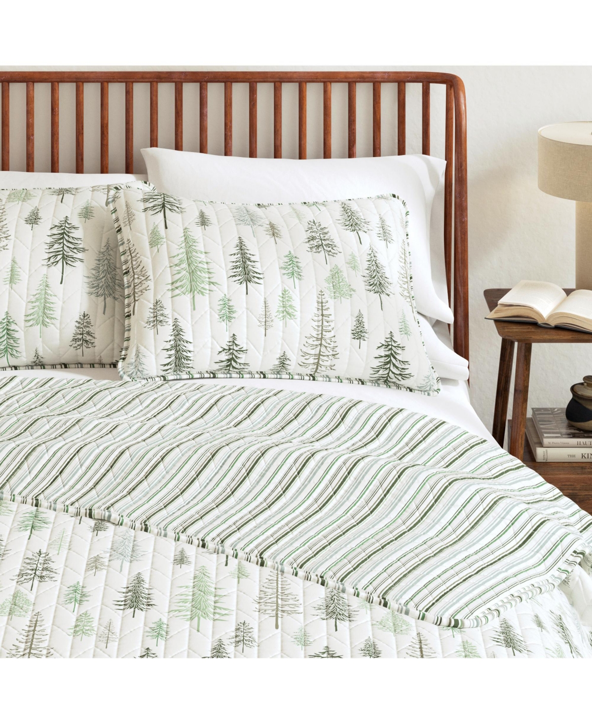 Linery & Co. Rustic Lodge Trees Microfiber Quilt Set With Shams