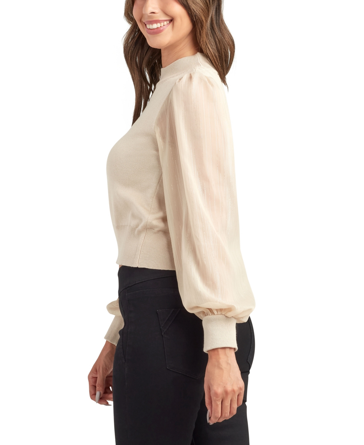 Bcx Juniors' Mock Neck Long Sleeve Sweater In Neutral