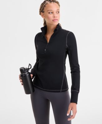 ID Ideology - Women's Studio Quarter-Zip Contrast-Stitch Top