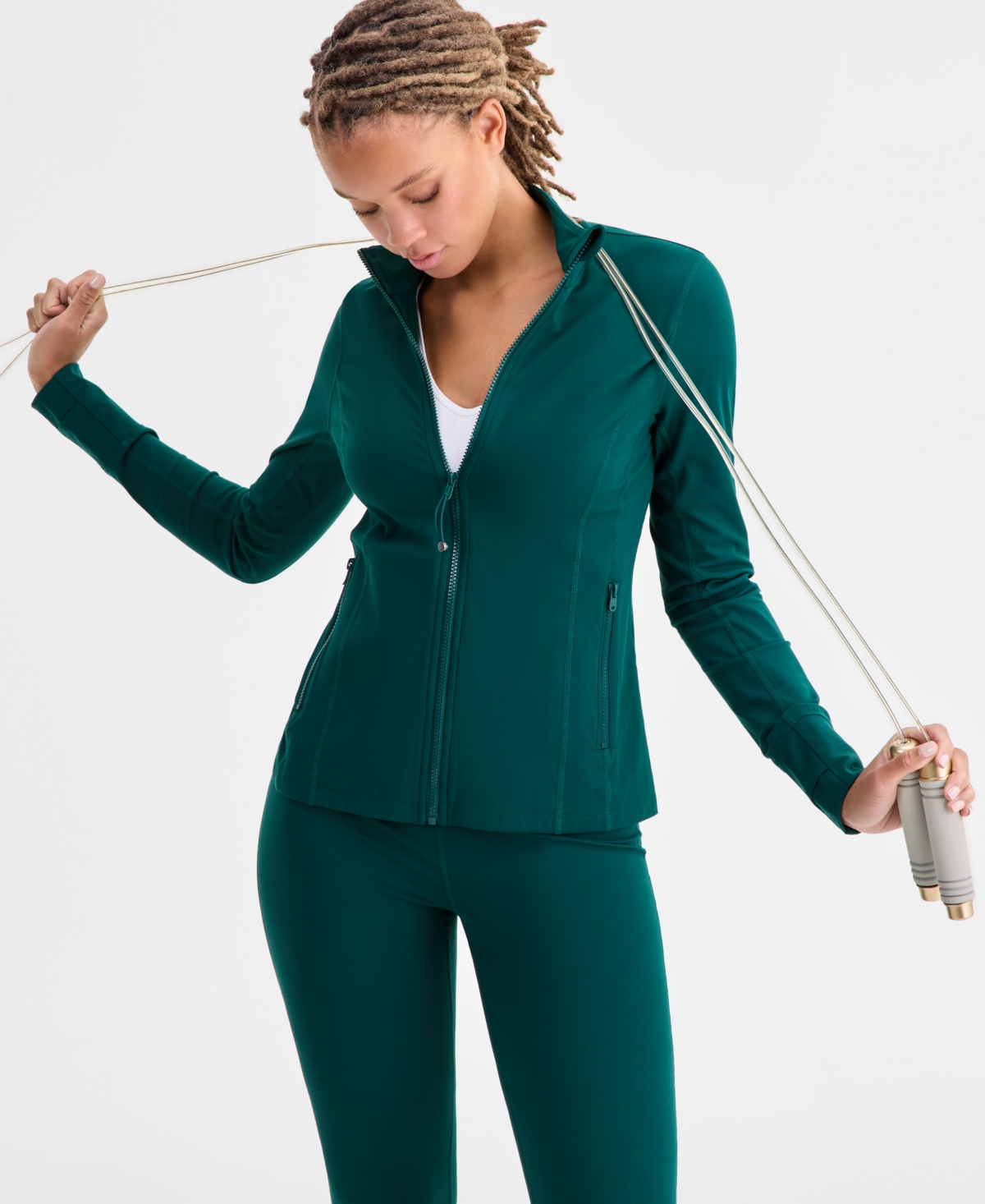 Id Ideology Women's Studio Full-zip Jacket, Exclusively At Macy's In Green