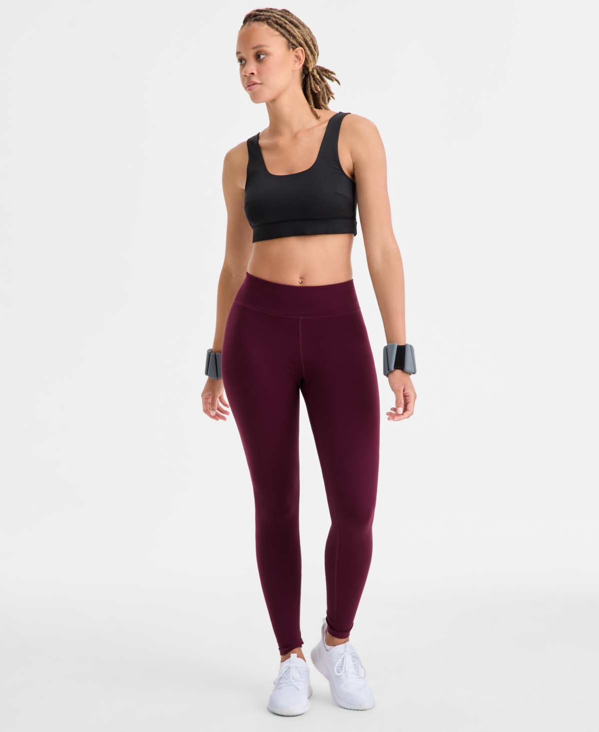 Id Ideology Women's Studio Full-length Leggings, Exclusively At Macy's In Burgundy