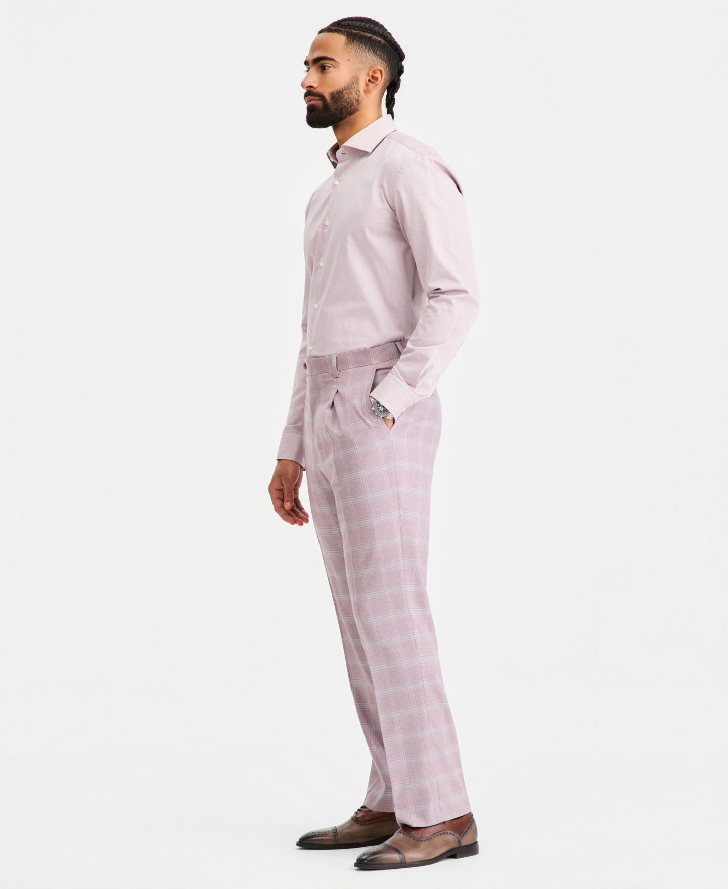 Мужские брюки Tayion Collection Classic-Fit Dusty Rose Suit Separates, цвет: Пыльный розовый — фото 2
