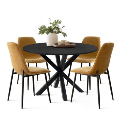 5-Piece Modern Dining Set with 39.5 Inch Round Table and 4 Chairs, Multiple Color Options for Kitchen & Dining Room-Maison Boucle