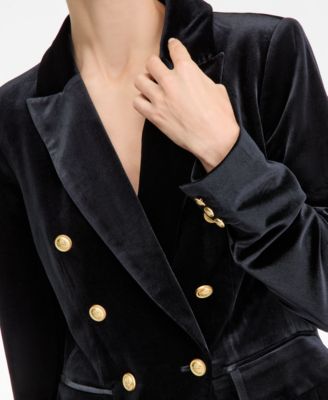 Women's Double-Breasted Velvet Blazer, Macy's Exclusive