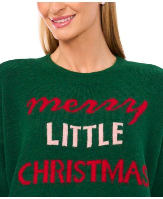 Women's "Merry Little Christmas" Crewneck Long-Sleeve Sweater