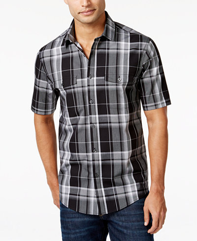 Alfani Men's Plaid Short-Sleeve Shirt, Only at Macy's
