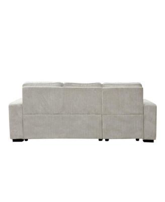 Modern Pull-Out Sofa Bed with Storage Chaise, USB Charging & Bookshelf Arm, Sleeper Sectional Couch for Small Spaces