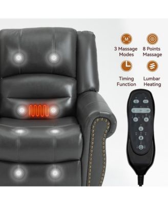  1 Pc  Faux Leather   Power Lift, Dual Motor, Massage , Lumbar Heat, USB-A & USB-C Ports, Infinite Position  Electric Recliner Chair
