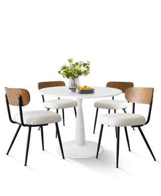Elegant 5-Piece Dining Set Featuring a 35-Inch Round Table with 4 Stylish Chairs for Modern Dining Spaces