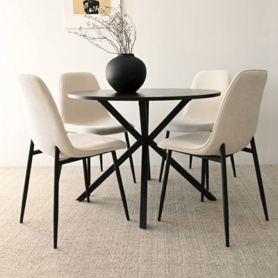 5-Piece Modern Dining Set with 39.5 Inch Round Table and 4 Chairs, Multiple Color Options for Kitchen & Dining Room-Maison Boucle