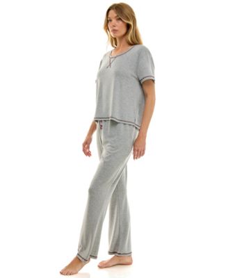 Women's 2-Piece Short Sleeve Top and Flare Pants Set