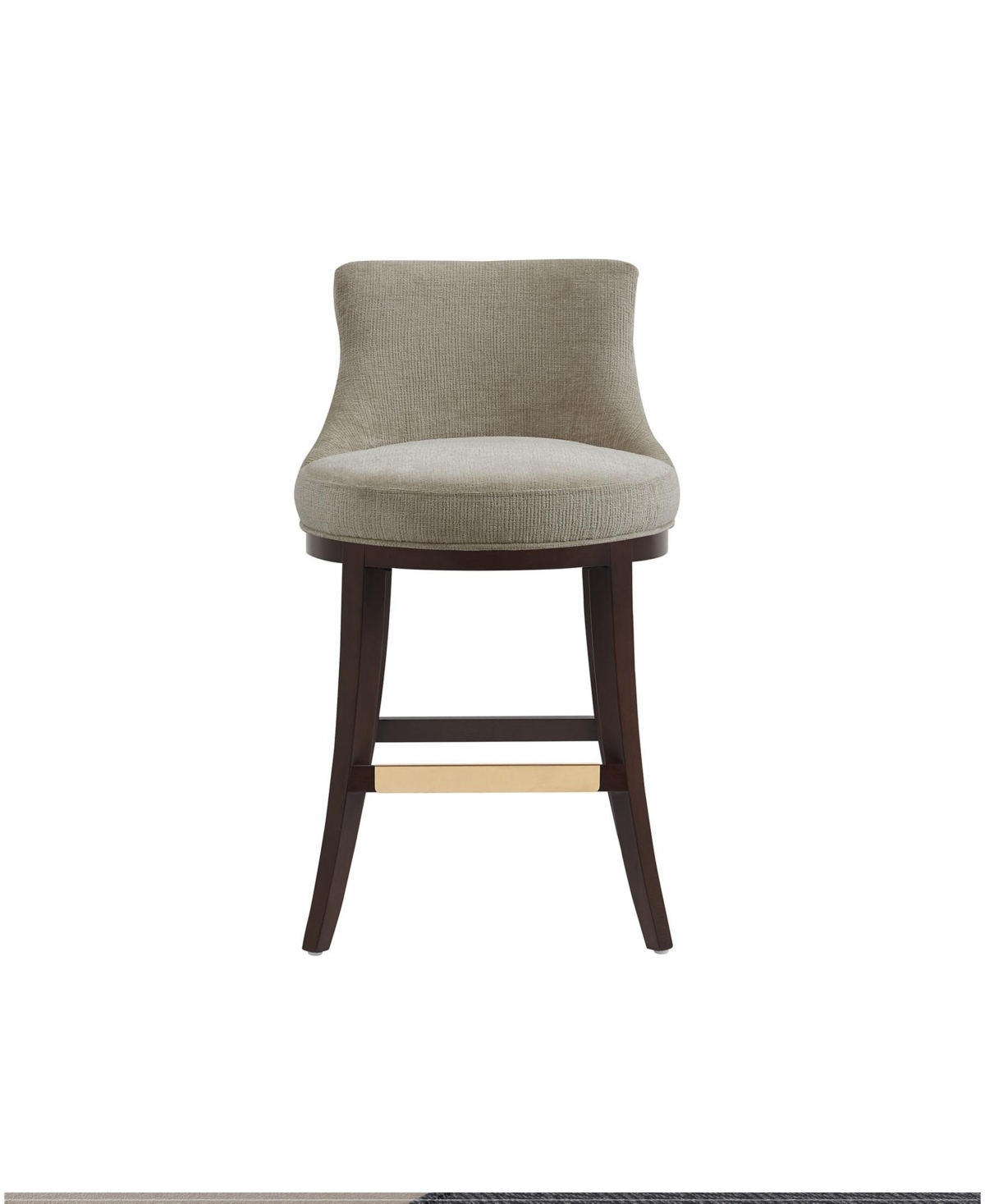 Manhattan Comfort Lucia 37.2" Chenille Upholstered Counter Stool In Brown