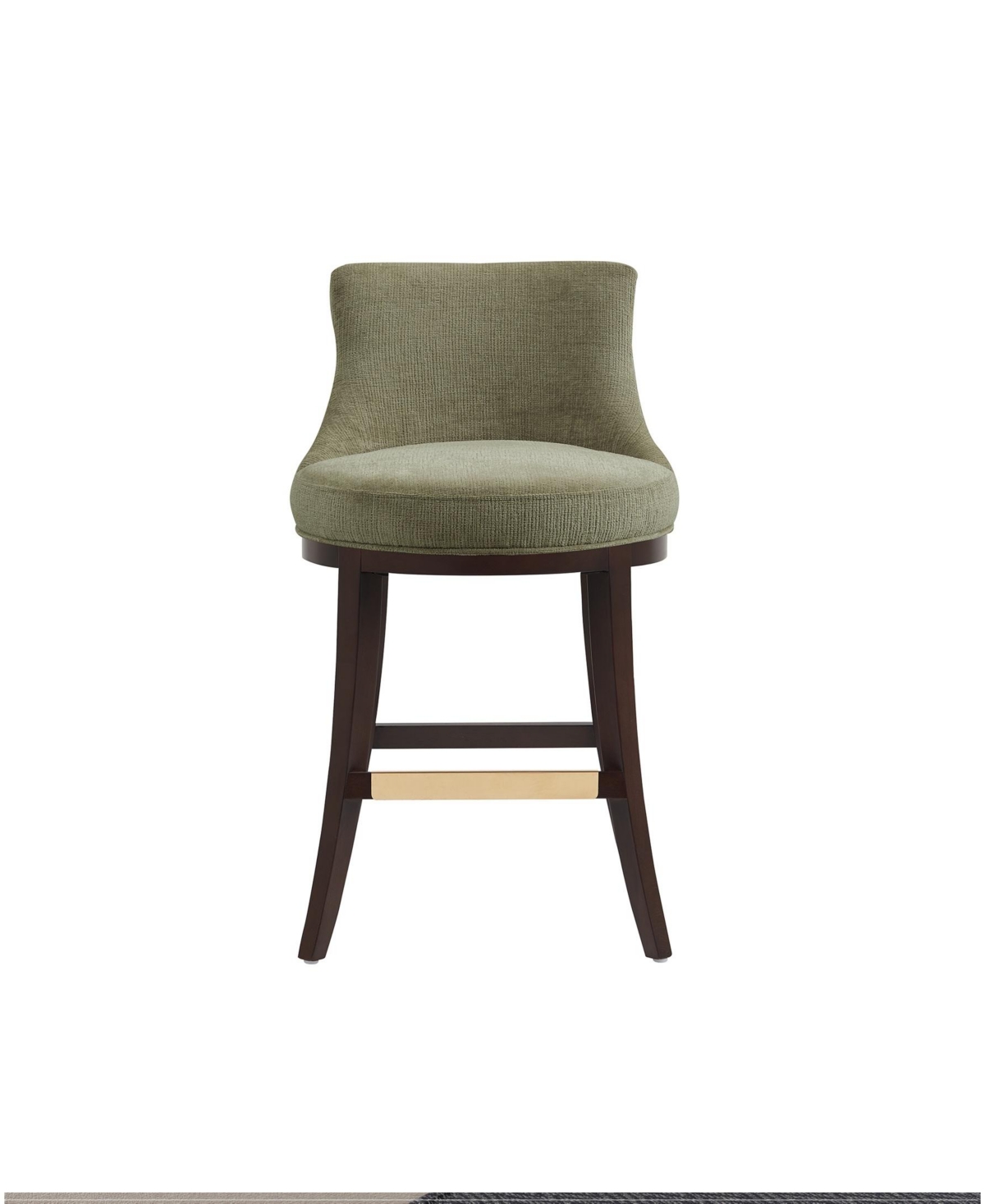 Manhattan Comfort Lucia 37.2" Chenille Upholstered Counter Stool In Green