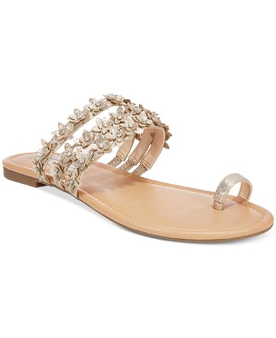 INC International Concepts Women&#39;s Linaa Flower Embellished Flat Sandals, Created for Macy&#39;s ...