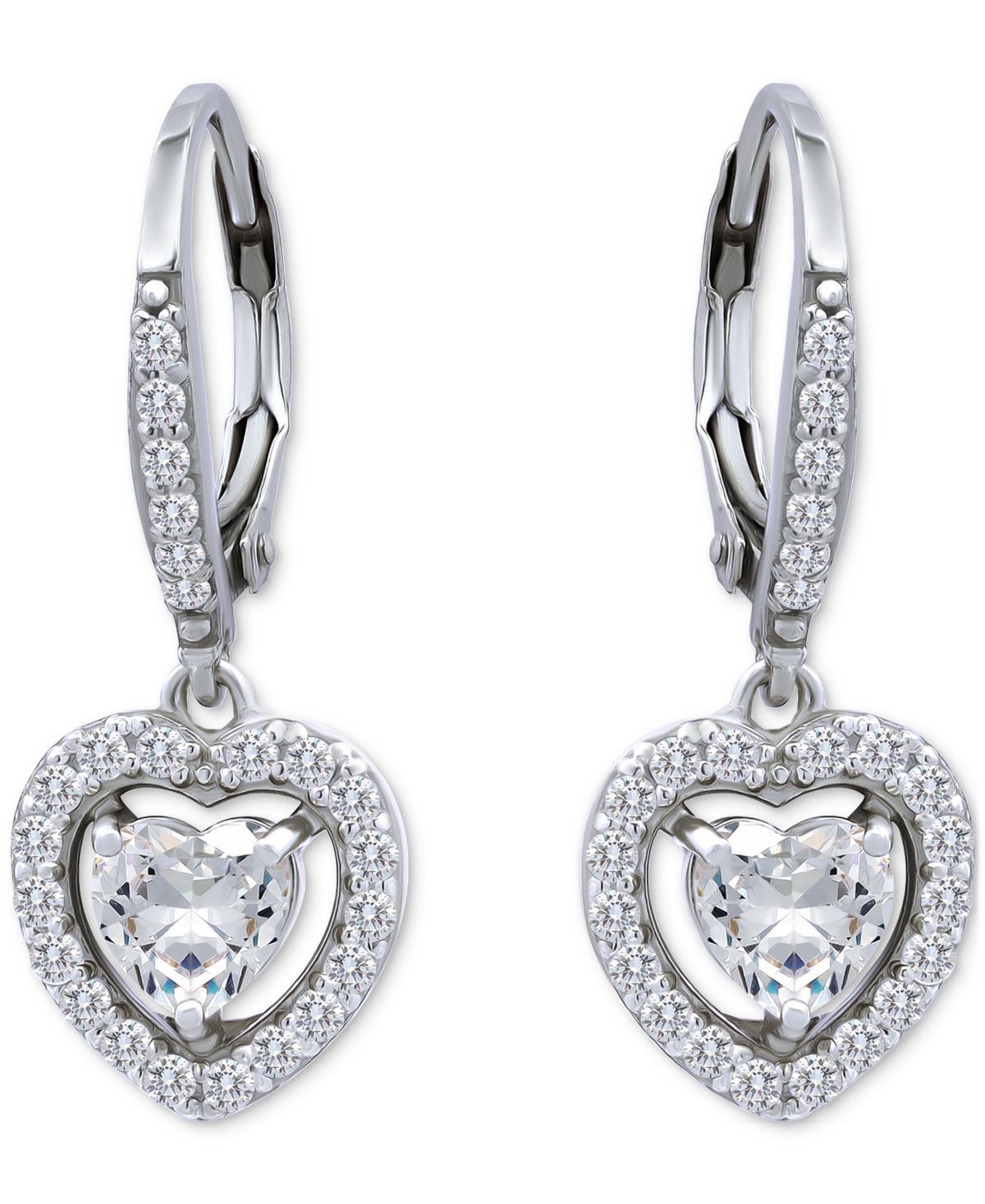 Giani Bernini Heart Drop Earrings (2-1/8 Ct. T.w.) In Sterling Silver, Macy's Exclusive In Silver