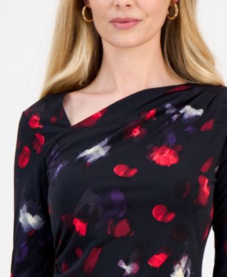 Petite Printed Asymmetric Top, Macy's Exclusive