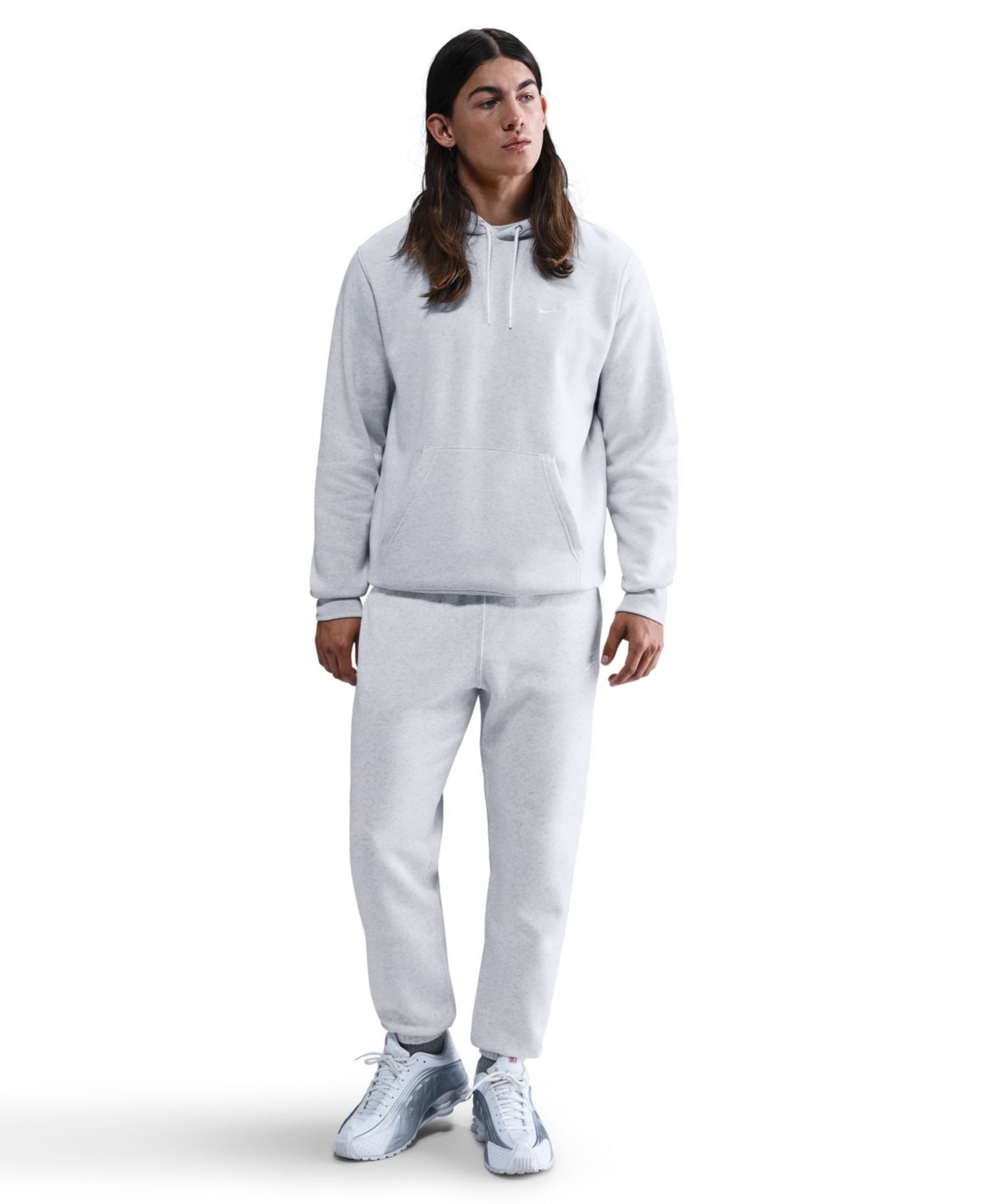 Nike Men's Cuffed Brushed Fleece Logo Sweatpants In Gray