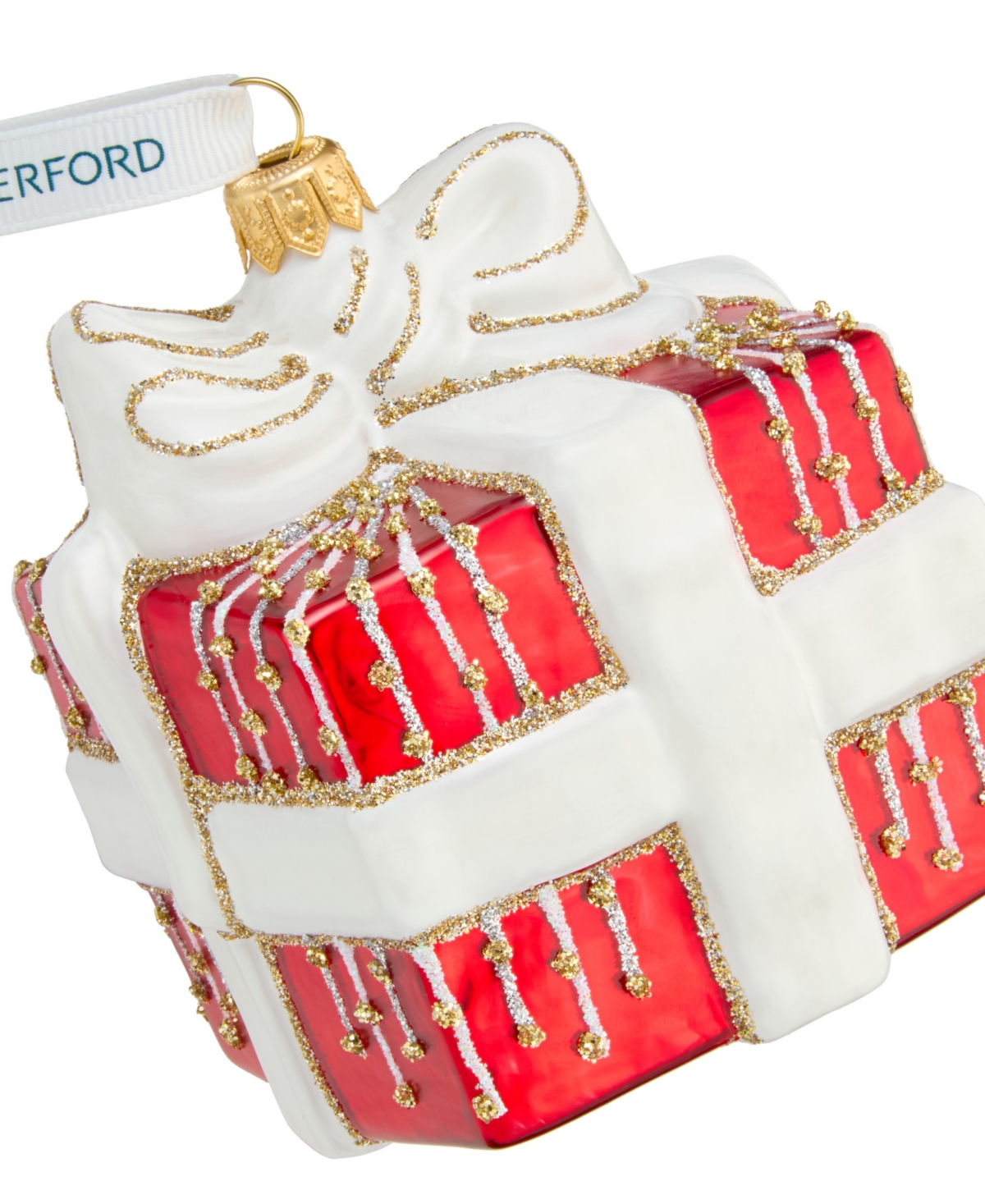 Waterford Holiday Heirlooms Red Present Glass Ornament In Multi