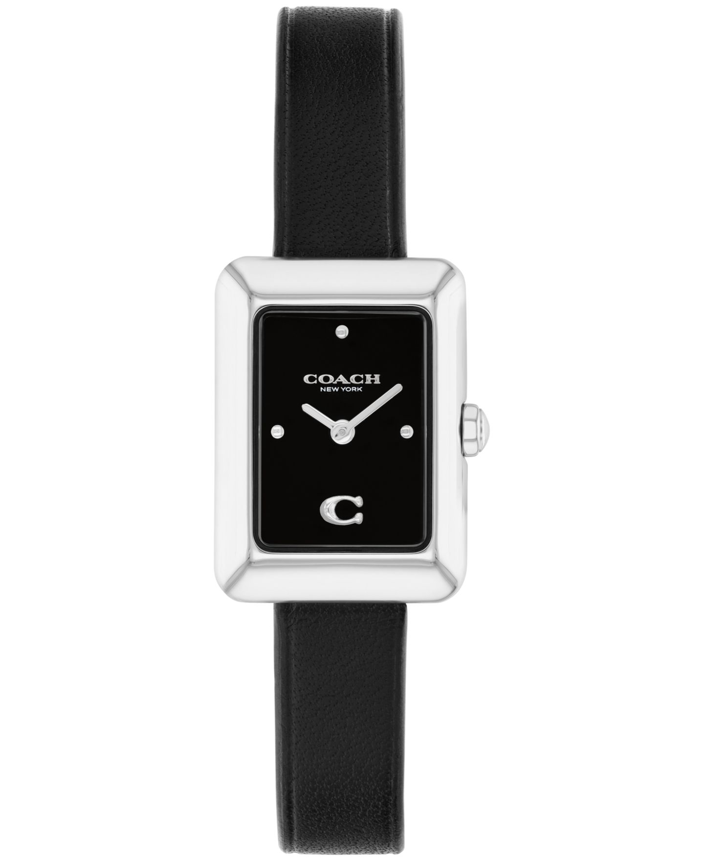 Женские часы COACH Mara Black Leather Strap Watch, 19 x 26mm — фото 1