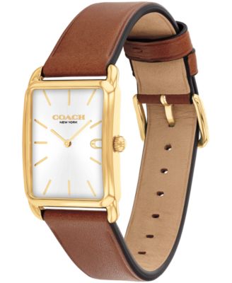 Men's Elliot Saddle Leather Strap Watch, 32 x 36mm