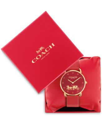 Women's Elliot Red Leather Strap New Year Watch, 36mm