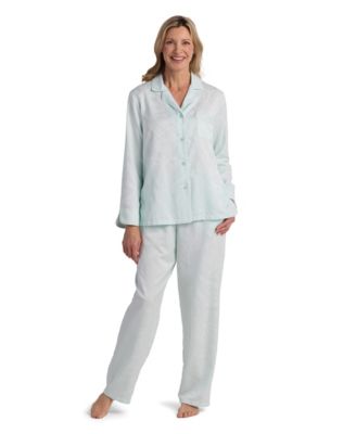 Women's 2-Piece Notch Collar Top and Pull-On Pants Pajama Set